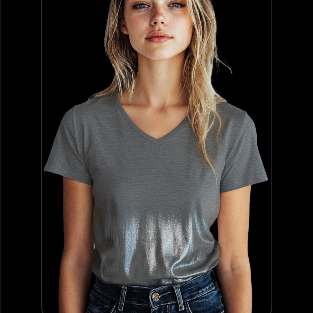 lululemon athletica Silver V-Neck Tee